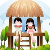 吃瓜简笔画情侣,甜蜜日常的趣味简笔画